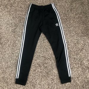 Mens Black Adidas Track Running Pants Size XS Primeblue Skinny Fit Joggers